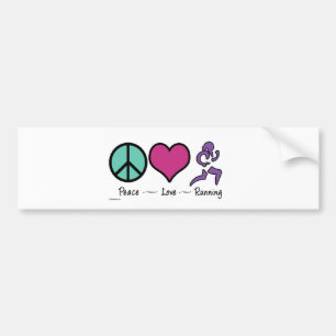 Peace Love Running Bumper Sticker