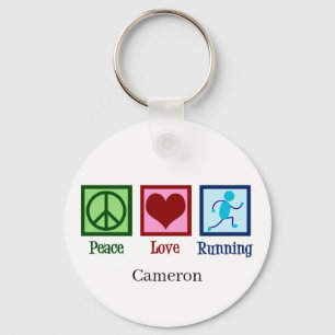 Peace Love Running Cute Custom Runner Key Ring