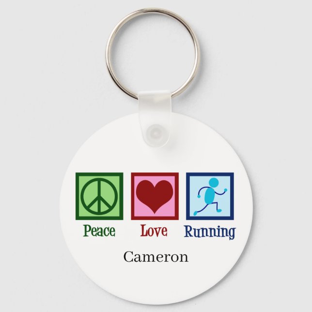 Peace Love Running Cute Custom Runner Key Ring (Front)