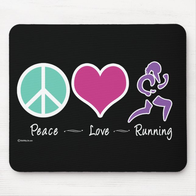 Peace Love Running Mouse Mat (Front)