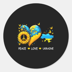 Peace Love S Ukraine Peace Sign Sunflower Flag Ukr Classic Round Sticker