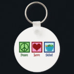 Peace Love Salads Cute Salad Bar Key Ring<br><div class="desc">Peace Love Salads. A cute salad lover gift.</div>