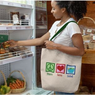 Peace Love Salads Cute Salad Bar Tote Bag