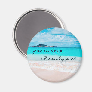 Peace Love Sandy Feet Hawaii Tropical Beach Photo Magnet