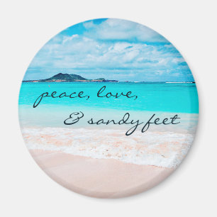 Peace Love Sandy Feet Hawaii Tropical Beach Photo Magnet