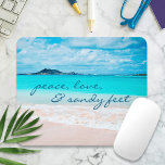 Peace Love Sandy Feet, Hawaii Tropical Beach Photo Mouse Mat<br><div class="desc">“Peace, love & sandy feet.” Remind yourself of the fresh salt smell of the ocean air whenever you use this stunning vibrantly-coloured photography mousepad. Exhale and explore the solitude of an empty Hawaiian beach. Makes a great gift for someone special! You can easily personalise this mousepad. Please message me with...</div>
