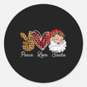 Peace Love Santa Leopard Buffalo Christmas 2021  Classic Round Sticker