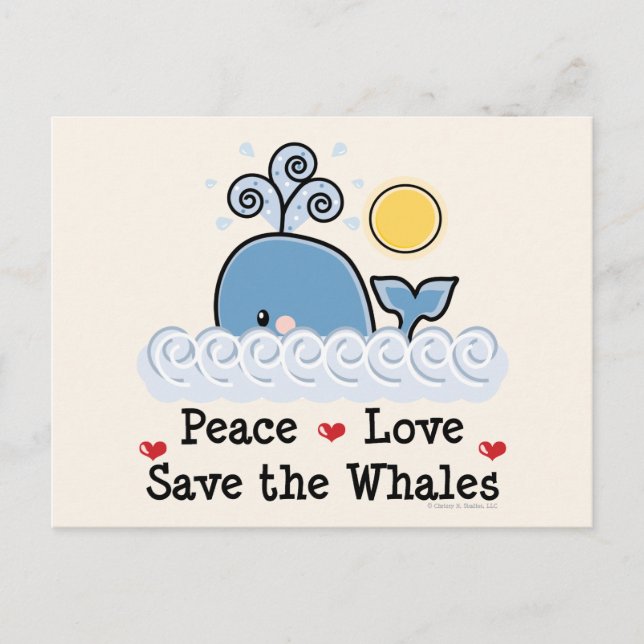 Peace Love Save The Whales Postcard (Front)