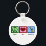 Peace Love Saxophone Key Ring<br><div class="desc">A peace sign,  heart,  and a saxophone. A great gift for a sax player.</div>