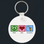 Peace Love Saxophone Key Ring<br><div class="desc">A peace sign,  heart,  and a saxophone. A great gift for a sax player.</div>