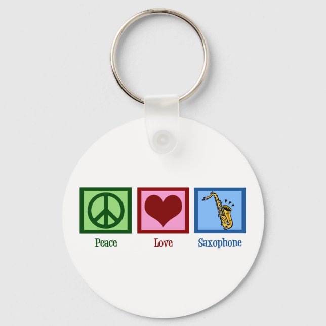 Peace Love Saxophone Key Ring (Front)