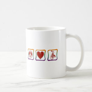Peace Love Saxophone rainbow squares Coffee Mug