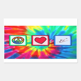 Peace, Love, Saxophones Rectangular Sticker