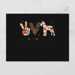 Peace Love Schnauzer Funny Gift Dog Lover Announcement Postcard