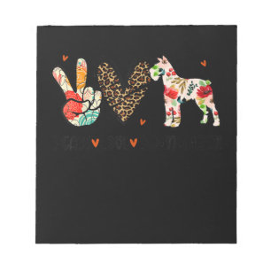 Peace Love Schnauzer Funny Gift Dog Lover Notepad