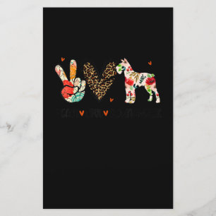Peace Love Schnauzer Funny Gift Dog Lover Stationery