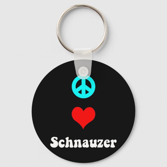 Peace love Schnauzer Key Ring (Front)