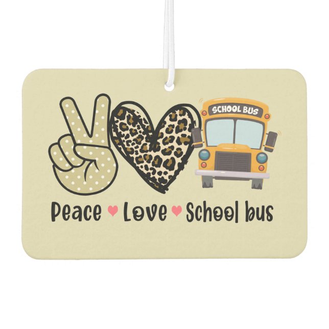 Peace, Love, School Bus Car Air Freshener (Front)