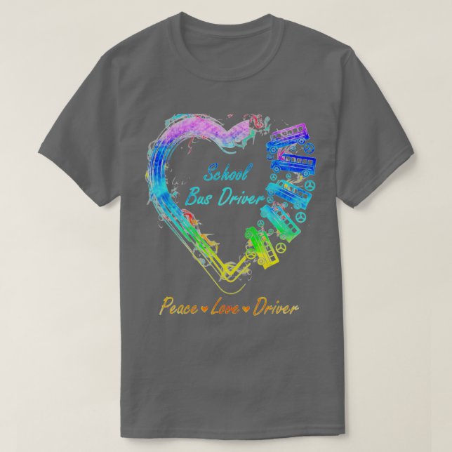 Peace Love School Bus Driver 2 T-Shirt (Design Front)
