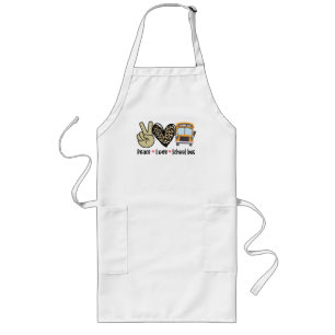 Peace, Love, School Bus Long Apron