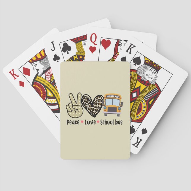 Peace, Love, School Bus Playing Cards (Back)