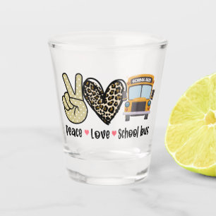 Peace, Love, School Bus Shot Glass