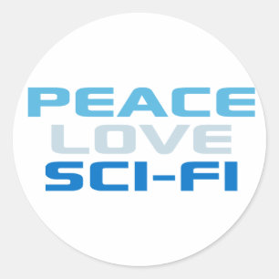 Peace Love Sci-Fi Classic Round Sticker