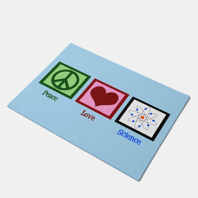 Peace Love Science Doormat (Angled)