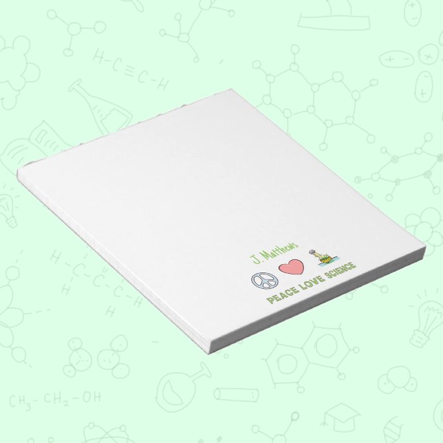 Peace Love Science Notepad with Custom Name (Creator Uploaded)