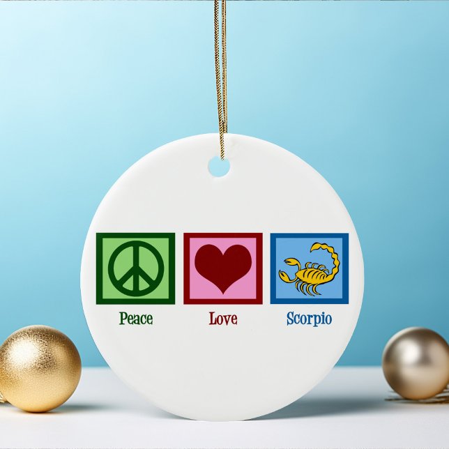 Peace Love Scorpio Astrology Sign Christmas Ceramic Tree Decoration (Creator Uploaded)