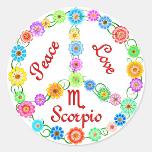 Peace Love Scorpio Classic Round Sticker