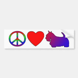 Peace Love Scotties Bumper Sticker