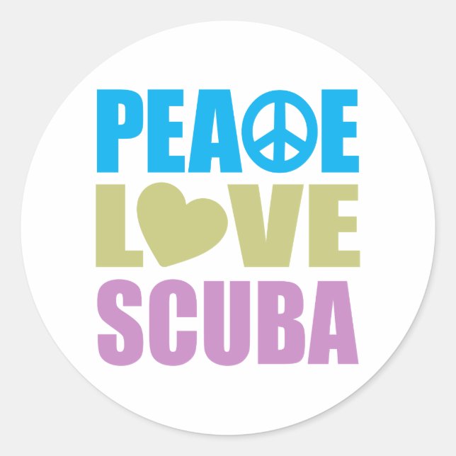 Peace Love Scuba Classic Round Sticker (Front)