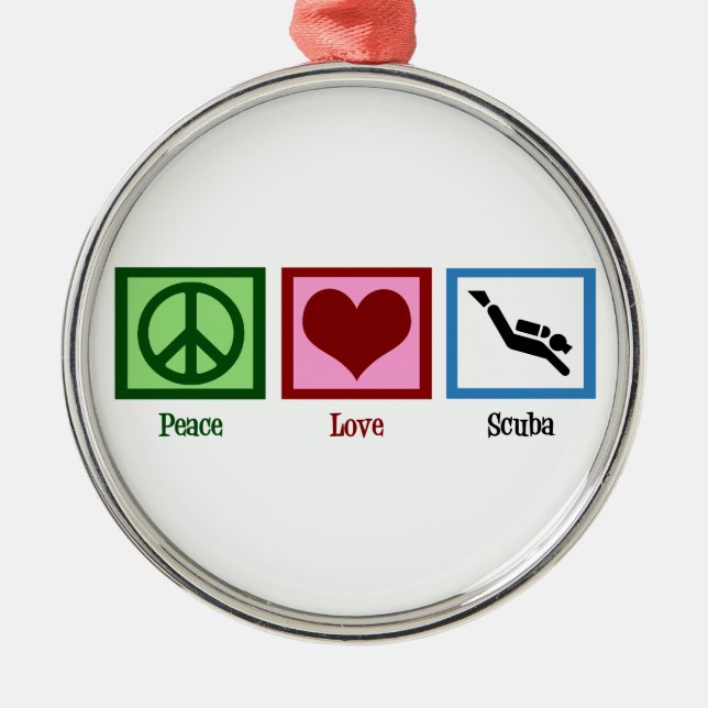 Peace Love Scuba Metal Tree Decoration (Front)