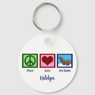 Peace Love Sea Lions Key Ring