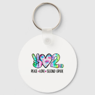 Peace Love Second Grade 2nd First Day Of School Te Key Ring