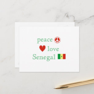 Peace Love Senegal Heart and Senegalese Flag Postcard