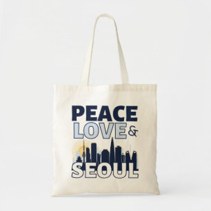 Peace Love & Seoul Skyline   Tote Bag