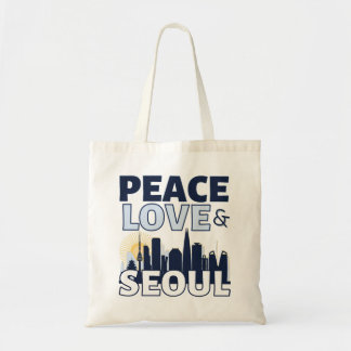 Peace Love & Seoul Skyline   Tote Bag