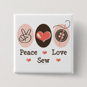 Peace Love Sew Sewing Button