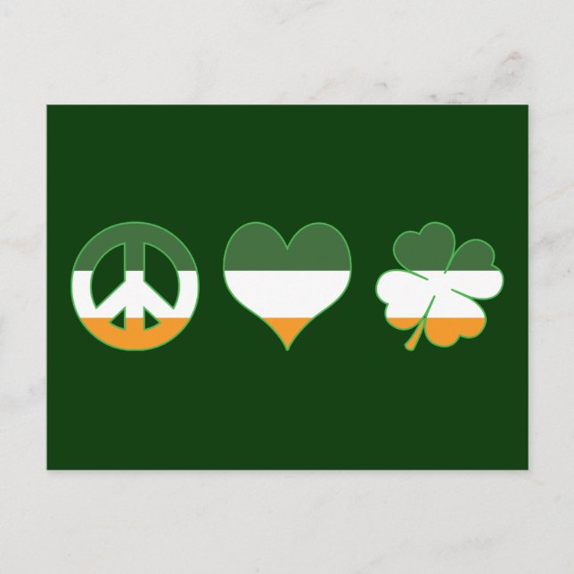 Peace Love Shamrock Postcard (Front)
