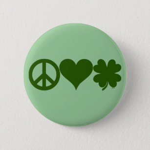 Peace Love Shamrocks 6 Cm Round Badge