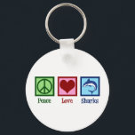 Peace Love Sharks Key Ring<br><div class="desc">This awesome blue shark gift is perfect for a school team with a great white shark mascot. Cool Peace Love Sharks design.</div>