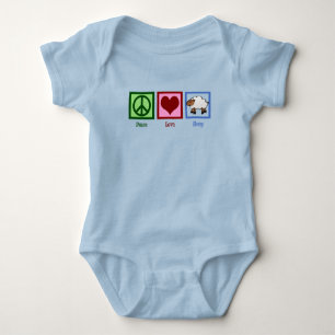 Peace Love Sheep Cute Farm Animal Baby Bodysuit