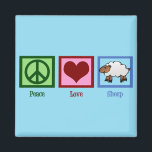 Peace Love Sheep Magnet<br><div class="desc">A peace sign,  heart,  and a cute sheep. I love little lambs.</div>
