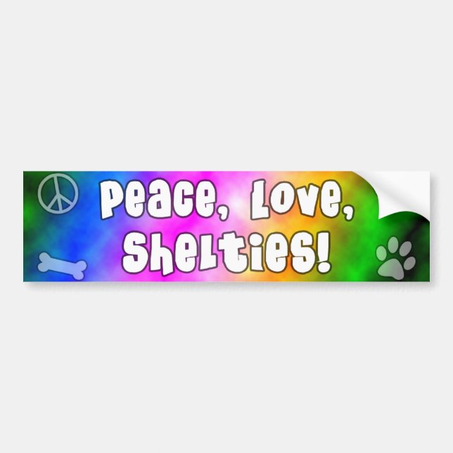 Peace Love Shelties Bumper Sticker (Front)