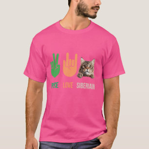Peace Love Siberian Cat Funny My Cats Are My Cardi T-Shirt