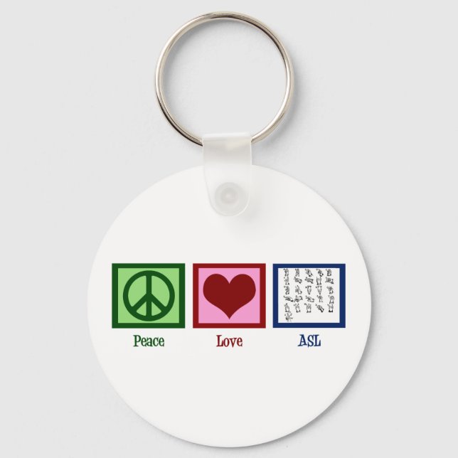 Peace Love Sign Language Key Ring (Front)
