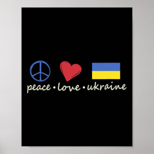 Peace Love Sign Ukraine Colors Retro Vintage Look 