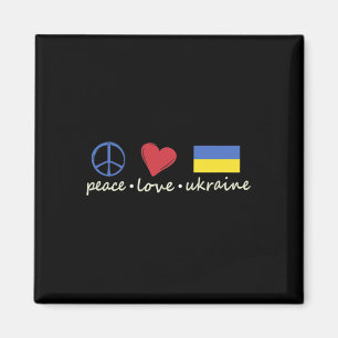 Peace Love Sign Ukraine Colors Retro Vintage Look Magnet